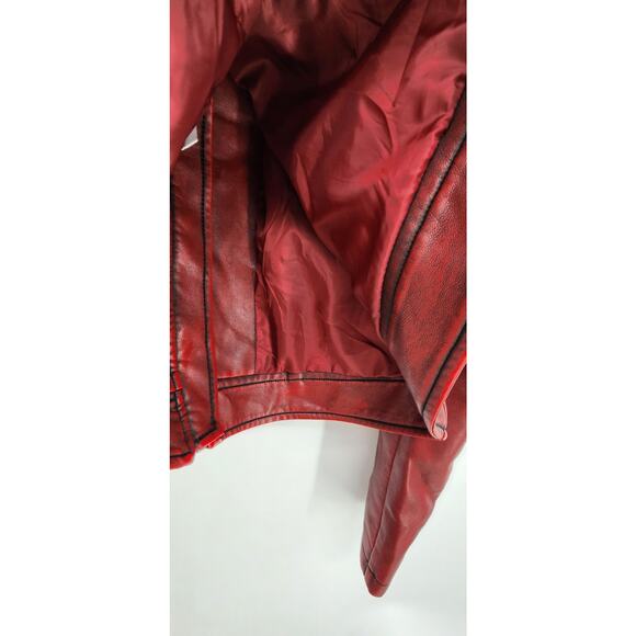 New NWT PLT Faux Leather Oversized Seam Detail Red Jacket 10 Tall - Picture 10 of 14